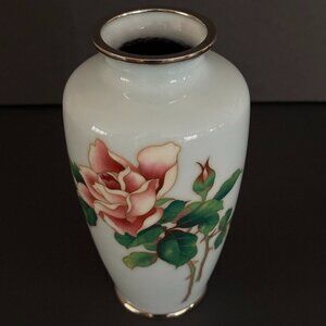 Japanese Cloisonné Vase with a Rose Design